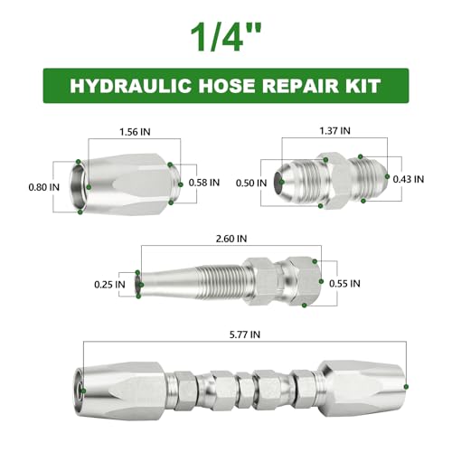 Image of TAISHER 2PCS Hydraulic Hose Repair Kit 1 /4 inch Reusable Fittings, 2-Wire Size #04 Field Repair Kit