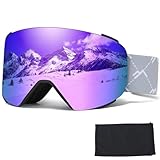 VCOROS Gafas de Esquí,YH693C Gafas Esqui OTG para Unisex Ajustable Tamaño Anti-Niebla Protección UV Snowboard Nieve Espejo para Ski Ciclismo (09-REVO Morado/Negro)