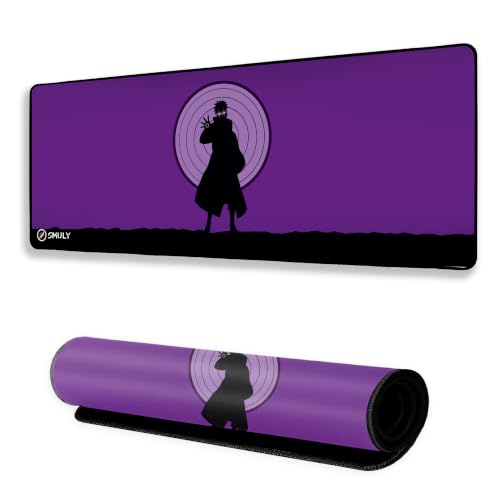 Image of Purple Shadow Warrior Mouse Pad 12x32Inch 3mm Extended Gaming Desk Mat with Anti-Slip Rubber Base Mousepad for Smooth Surface Desk pad for PC & Laptop Use Waterproof & Stiched (Black /Purple)