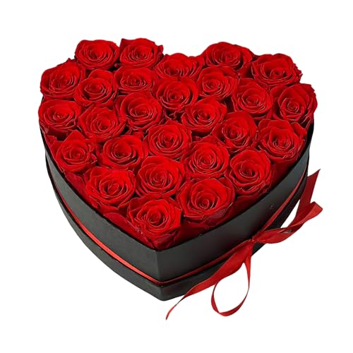Preserved Roses Heart Shape Box Valentines Day Gifts for Her Mothers Day Forever Flowers (Red, 27 Roses) - Image 4