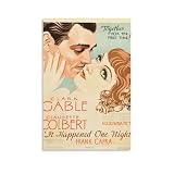LIANGSHUANG Póster de la mejor imagen ganadores del premio de la Academia It Happened One Night, póster impreso de arte fotográfico, pintura en lienzo, póster de decoración moderna para el hogar,