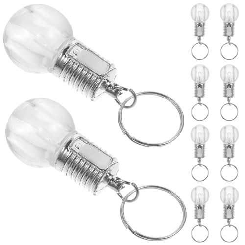 MALUGOGO 10 Unidades Llavero Bombilla LED Pequeña Portátil Cambio de Color Diseño Único en Acrílico y Acero para Uso Diario y Decoración