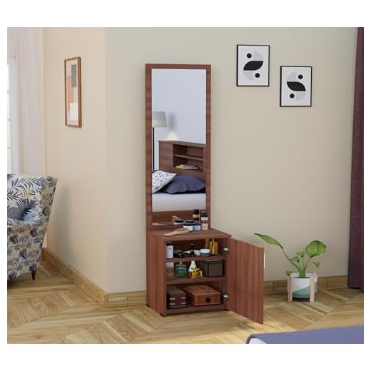 WoodCloud Engineered Wood Dressing Table with Mirror Dressing Table with Storage Vanity Table for Bedroom Living Room Home - Walnut Finish