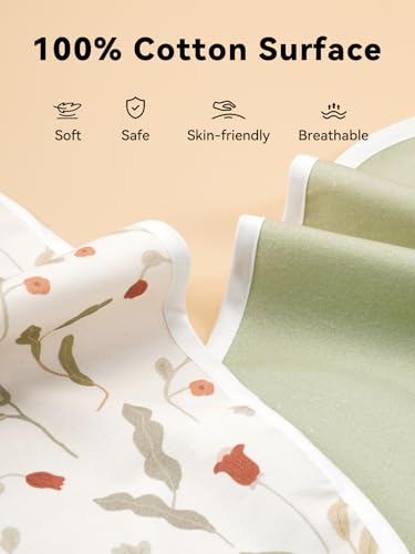 Image of TILLYOU Waterproof Changing Pad Liners 6 Pack, 100% Cotton Reusable Cloth Diaper Liners, Forest Floral