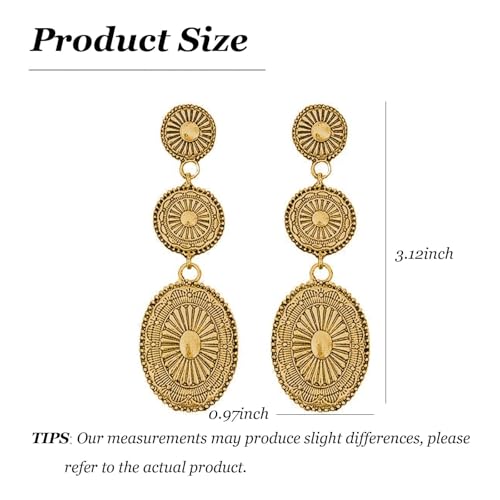 Western Earrings Jewelry for Women Gold/Silver Turquoise Earrings Vintage Concho Earings Country Concert Outfits Western Christmas Jewelry Gifts for Women Stocking Stuffers 6