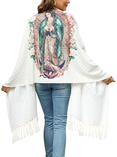 Virgen De Guadalupe Shawls For Women Rebozo Para Mujer Mexicanos Virgin Mary Catholic Rose
