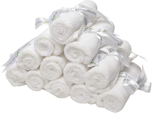 BYFTIris (White) Luxury Face Towel (33 x 33 Cm-Set of 6) 100% Combed Cotton, Highly Absorbent and Quick dry, Classic Hotel and Spa Quality Bath Linen-600 Gsm