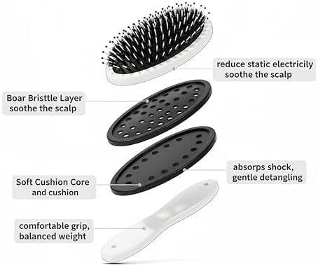 Viral World-Famous 5x Sold Out Paddle Brush - Smoother, Stronger, Shinier Hair, Boar Bristle Brushs with Nylon Bristles and Microsphere Massaging Tips, Lightweight Viral Paddle Brush (2Pcs) - Image 3