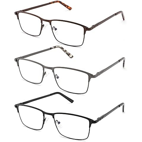 CRGATV 3-Pack Reading Glasses for Men Blue Light Blocking Metal Full Wide Frame Computer Readers Anti UV/Eye Strain/Glare (+2.0 Magnification Strength) Cover