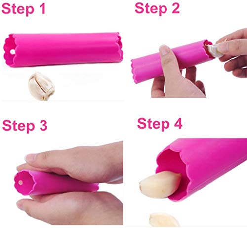 Fu Store Garlic Press 304 Stainless Steel Garlic Rocker Mincer Bonus Food Grade With Silicone Peeler Garlic (Color Random) #TOP6