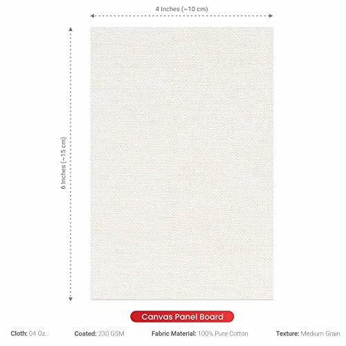 Image of Scholar Art Hobby Series 04 Oz (230 GSM) 100% Cotton Canvas Panel Board for Painting (White Blank Canvas Boards for Acrylic Paint, Oil Paint, Wet & Dry Media) | 04 inchx06 inch (10x15 cm), Pack of 12