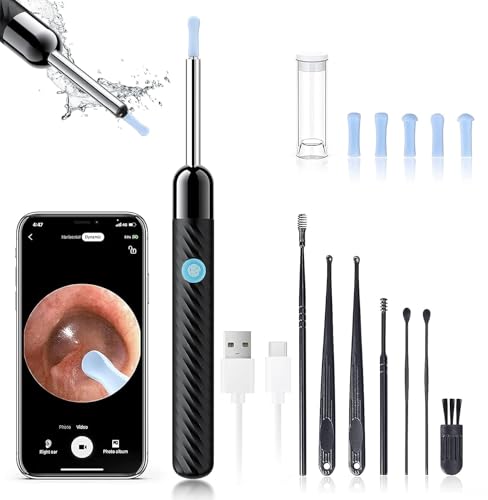 Ear-Wax-Removal-Earwax-Remover-Tool-with-7-Pcs-Ear-Set-Ear-Cleaner-with-Camera-FSA-HSA-Eligible-Ear-Camera-with-6-Ear-Spoon-Ear-Cleaner-for-iOS-Android-Black