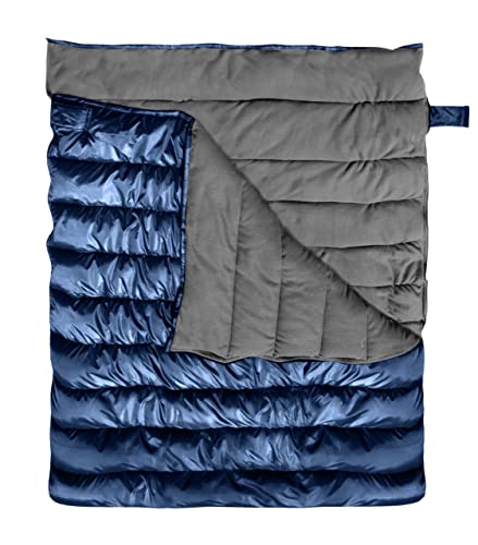 Image of Navy Couple or Double Sleeping Bag! Warm and Comfortable ! Great for Camping or Hunting! Perfect for a Family Campout