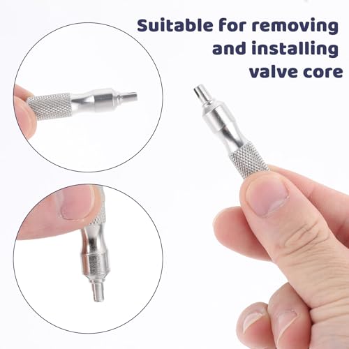Image of Valve Core Removal Tool, Stainless Steel Valve Stem Removal Tool, Portable Schrader Valves Remove Tools for Bikes Motors and Cars