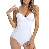CuteStreet Shapewear for Women Tummy Control Full Body Shaper Elasticity Slimmer Shapewear Seamless Camisole Bodysuits White