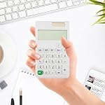 Solar Calculator - Small Desk and Pocket Calculator for Home Office Supplies White Christmas Stocking Stuffers - Simple Standard Cute Calculator for Student