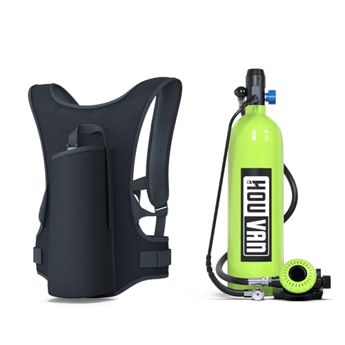 HOUVAN Scuba Tank S700 1.9L Mini Scuba Tank DOT Certified Reusable Diving Cylinder Kit Inflatable Pony Cylinders Underwater Breath Suitable Within 33ft Underwater Operation Backup Gas Supply