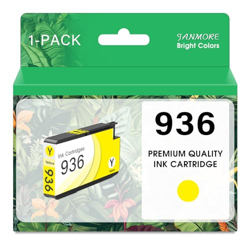 JANMORE 936 Yellow Ink Cartridge High Yield More Ink Replacement for 936 Ink cartridges for OfficeJet OfficeJet 9122e Pro 9110b,9125e,9128e,9130b,9135e Printer (1 Yellow Pack)