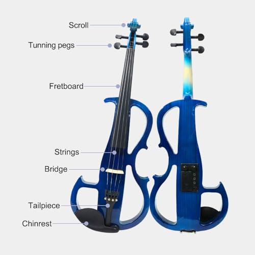 ModouString 16 Inch Electric Viola Solid Wood 4 String Silent Viola with Ebony fittings,case,bow,cable Metallic Finish by ModouString - Image 2