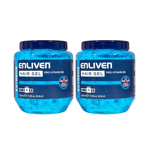 Enliven Hair Gel Extreme Hold (Blue) - 500mlx2 Pack - Mens Hair Products - Gel for Everyday Use - Shape Hair Your Way - Hair Gel Mens Products