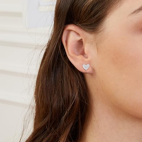 925 Sterling Silver Round Cubic Zirconia Stud Earrings 18K White Gold Plated Hypoallergenic for Sensitive Ears2