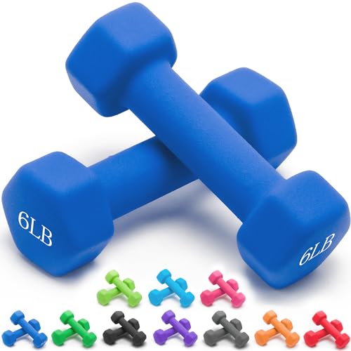 Portzon 10 opciones de colores compatibles con el juego de 2 mancuernas de neopreno, 1-22 libras, antideslizantes, no ruedan, forma hexagonal