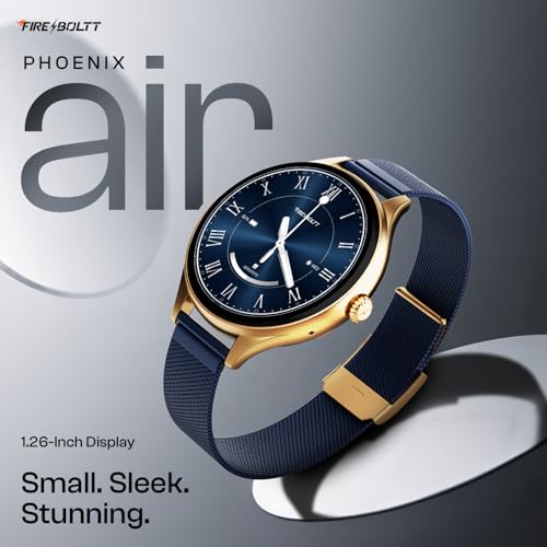 Image of Fire-Boltt Phoenix Air Smart Watch 1.26 inch Round Display, Rotating Button, Wireless Charging, Ultra Lightweight Metal Body, Bluetooth Calling, Smartwatch with Silicone & Mesh Steel Straps Sapphire