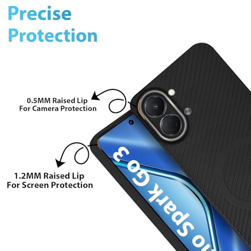 Image of LIRAMARK Rugged Carbon Fibre TPU Armor Silicone Back Cover Case for Tecno Spark Go 3