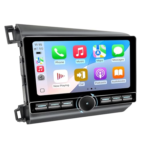 4+64GB Android 15 8-core for Honda Civic Radio 2012-2015 Car Stereo Wireless Carplay Android Auto with 10.8" IPS Touchscreen GPS Navigation for Car Head Unit Built-in DSP Free Backup Camera