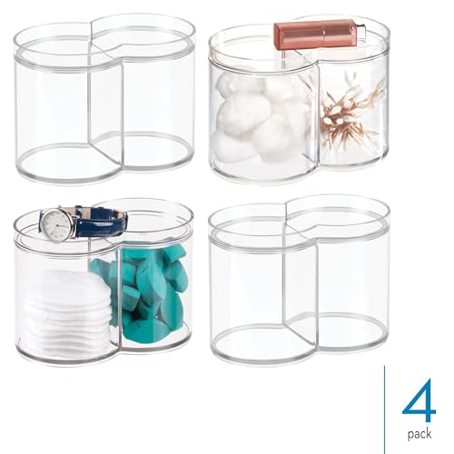 Recipientes transparentes apilables iDesign para baño dile adiós al caos de cosméticos y tocador 2