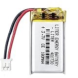 Liter 3.7V 180mAh 401730 Lipo Battery Rechargeable Lithium Polymer ion Battery Pack with JST 2.0mm Connector