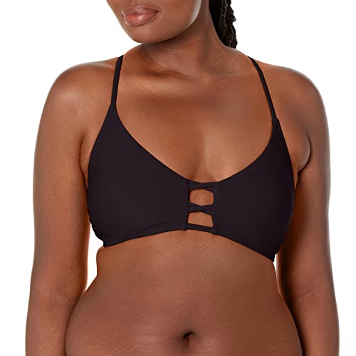 RELLECIGA Women s Black Strappy Longline Triangle Bikini Top Size Medium