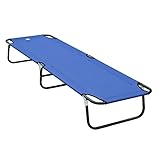 Outsunny Deluxe Folding Military-style Camping Cot, Blue