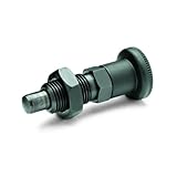 GN 817 Series Steel Non Lock-Out Type Metric Size Indexing Plunger with Multiple Pin Lengths and Pull Knob, Threaded Body, with Lock Nut, M10 x 1.0mm Thread Size, 18mm Thread Length, Spring Load End 16 Newton
