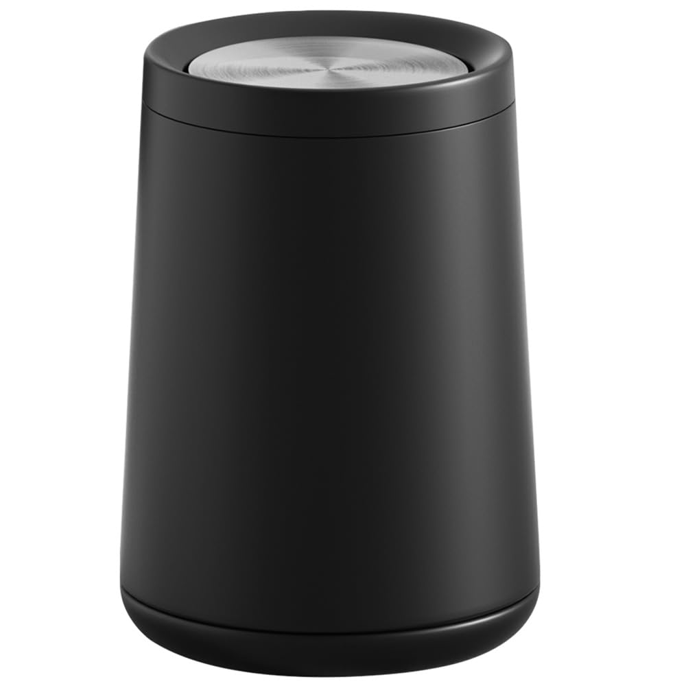 LEASYLIFE 10 L/2.6 Gallon,Matte Black Bathroom Trash Can,Metal Garbage Can with Flipping Lid,for Bathroom, Living Room,Bedroom,Hotel,Office, Laundry