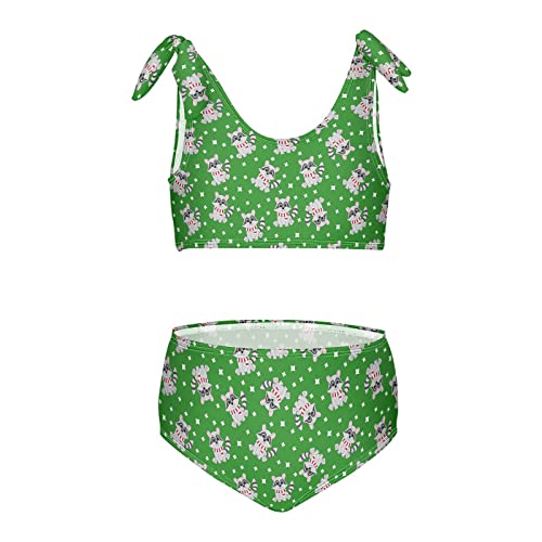 Image of Horse Pattern On Blue Girls Bikini Sets 2 Piece Swimsuits Bathing Suit Swimwear