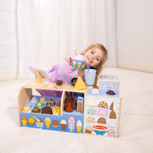 Melissa & Doug Cool Scoops Ice Creamery, Wooden Ice Cream Shop & Counter with Play Food & Play Kitchen Accessories, Preschool Learning Toys for Girls & Boys 3+ - FSC Certified - image 2