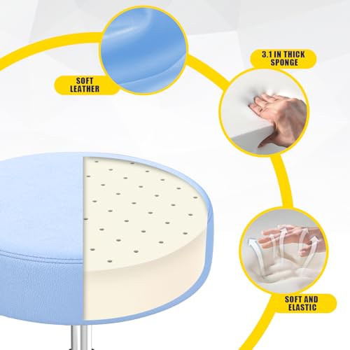 Image of YEEZEE Rolling Stool with Wheels and Ultra Soft Cushion for Salon, Blue