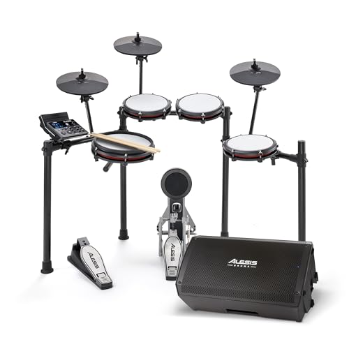 Image of Alesis Nitro Max Kit and Strike Amp 12 MK2 - Electric Drum Set with and 12-inch 2500W Drum Amp Speaker, with Bluetooth
