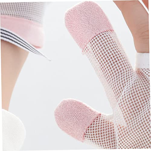 TOYANDONA Breathable Mesh Stop Gloves Finger Thumb Guard for Skin Friendly Biting Mittens Prevent Finger and Face Scratching Comfortable and Easy to Clean Pink4