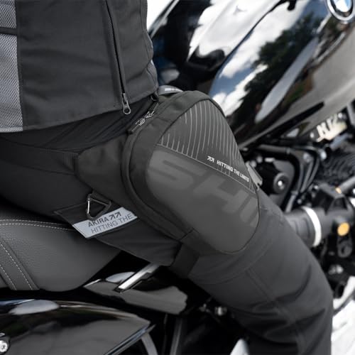 SHIMA Division HIP Bag Beintasche Motorrad Damen Herren Beingurte Multifunktionale Reflektierend Hüfttasche wasserdichte Tasche Motorradzubehör Leg Bag (Schwarz, 2 Liter)