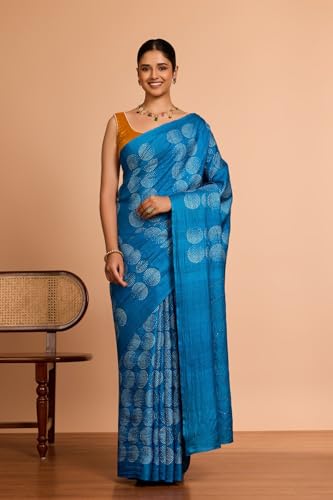 Taneira blue tussar silk saree in tussar silk – image 3