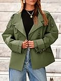 Ultimate Guide - Top 11 Affordable Cropped Trench Coat Designs for Women Over 50: Timeless Style Without Breaking the Bank 6 Tankaneo Womens Cropped Trench Coat Oversized Double Breasted Stand Collar Short Jacket Fall Casual Work Outerwear