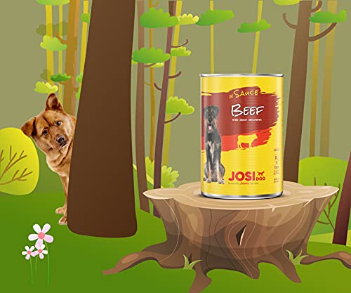 JosiDog Beef in Sauce (12 x 415 g) | Nassfutter in Sauce mit Rind | für ausgewachsene Hunde | Hundefutter | powered by JOSERA