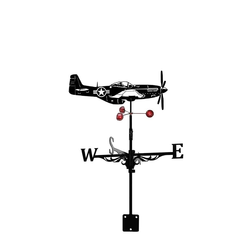 WIQUYBML Weather Vane, Metal Wind Direction Indicators Weathervanes, Eagle Sailboat Silhouette Roof Vanes for Outdoor Shed Yard Garden Lawn Decoration(Aircraft)