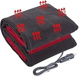 Big Ant Car Blanket,12v heated blanket,Fleece Constant Temperature Travel Blanket For Car RV Cold Weather,heated fleece blanket,travel blanket,electric fleece blanket throw,camping blanket,Black