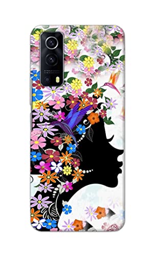 Image of Printed Hard Back Cover Case for Vivo Y53S | Vivo IQOO Z3 Back Cover (Floral Hairstyle Girl) -1803