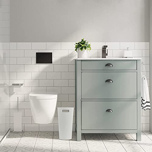 Hzsooch 3 Pack Slim Waste Basket 3.2 Gallon 12L Plastic Small Trash Can, Office Trash Can, Slim Garbage Container Bin, Small Wastebasket With Handles For Narrow Spaces Bathroom, Kitchen (White) #TOP5