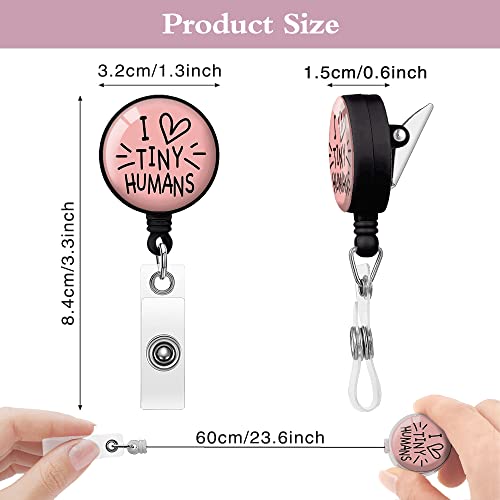 Touner I Love Tiny Human Retractable Id Badge Holder Badge Reels With Clip Name Card Holders For Office Worker Doctor Nurse Volunteer Teacher Student Lab Technician (Gift Box Packaging) #TOP2