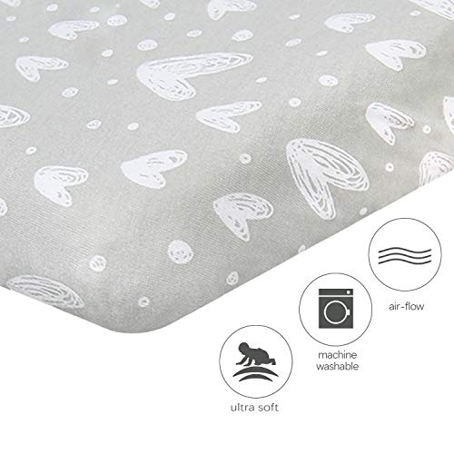 Biloban 12FKTMJT2 Pack And Play Sheets Fitted, 2 Pack Playard Sheets Fits For Graco Pack N Play Mattress, 100% Jersey Knit Cotton Mini Crib Sheets thumb #3